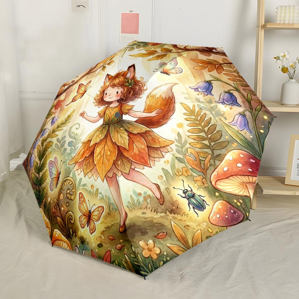Feengarten Abenteuer Automatischer Regenschirm für Draußen mit 8 Speichen Stabile Konstruktion Reiseutensil Stilvolles Accessoire Hochzeitsfeier Geschenk