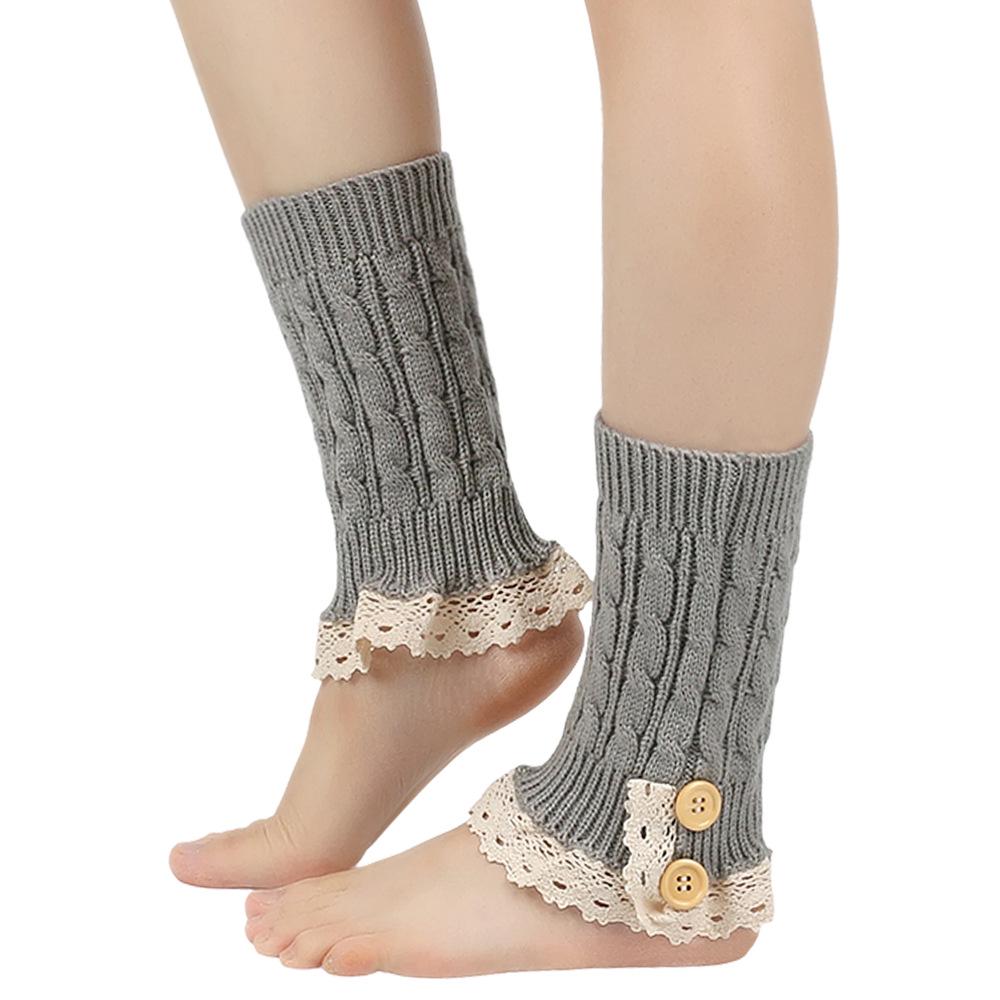 Korean Lace Trim Cable Knit Leg Warmers - Autumn & Winter Versatile Boot Covers
