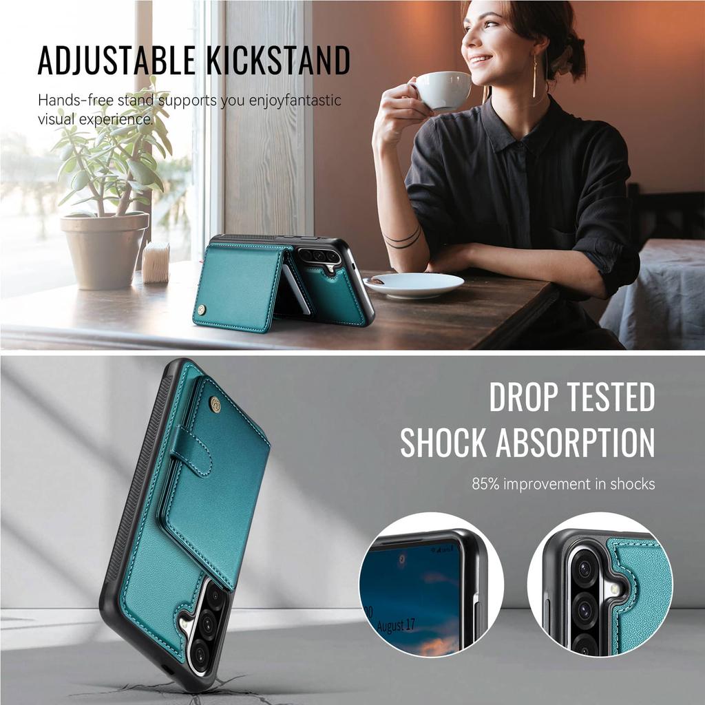 Brieftaschenhülle für Samsung Galaxy A56 A55 A54 A53 A52 A36 A35 A26 A25 A24 A17 A16, Premium 2-in-1 Abnehmbarer Magnetischer Kartenhalter