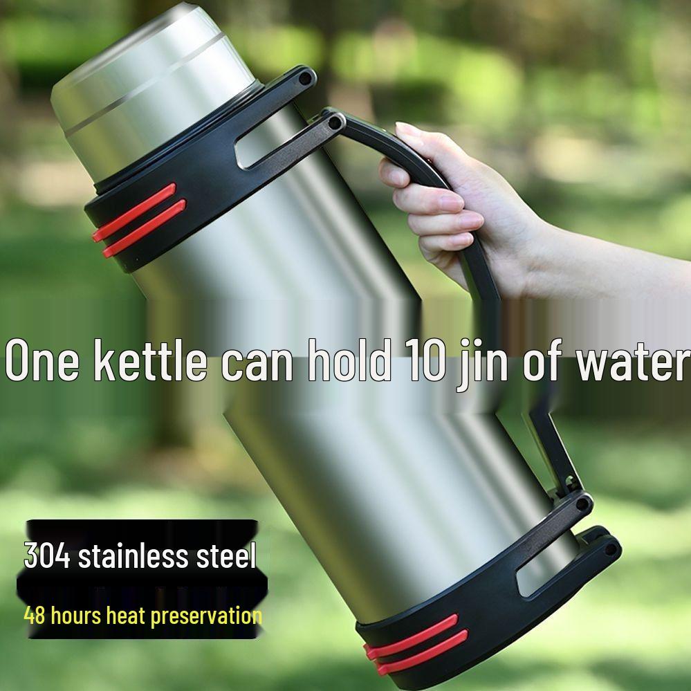 Large Capacity 304 Stainless Steel Vacuum Flask - Men's Portable Insulated Water Bottle for Outdoors and Construction Sites
