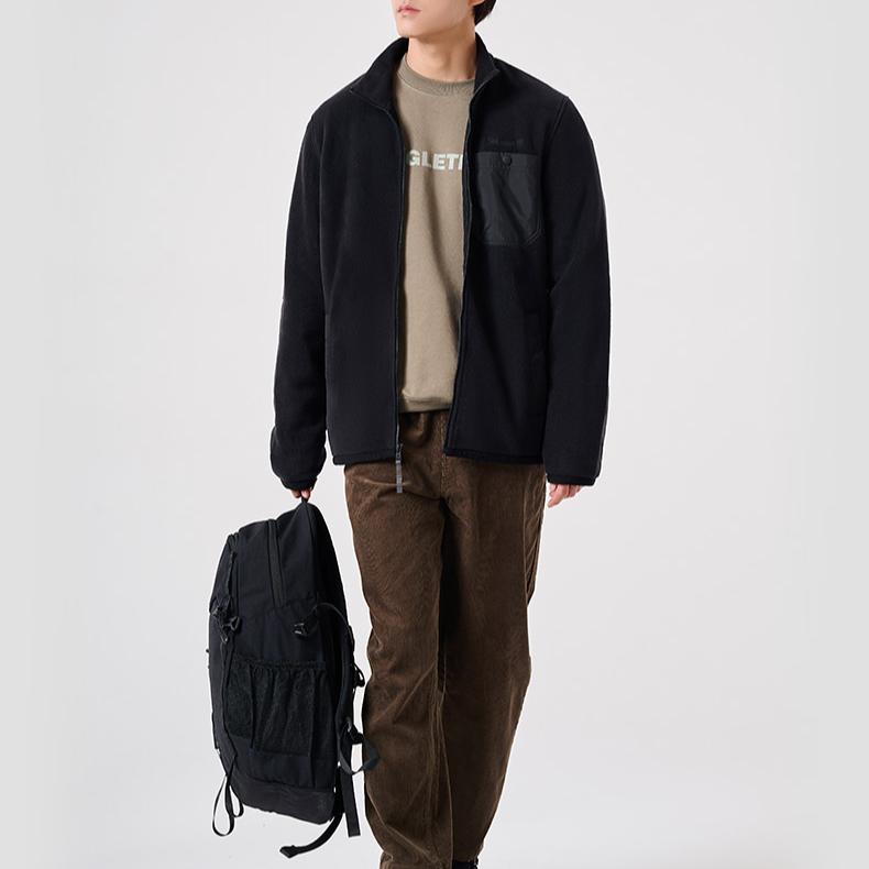 Timberland Jednobarevná prošívaná outdoorová pletená bunda se stojáčkem Pánské bundy Černá A6NZ1-001