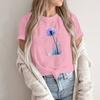 Women's Fashion Casual Printed Round Neck Short Sleeved Pullover T-Shirt Top