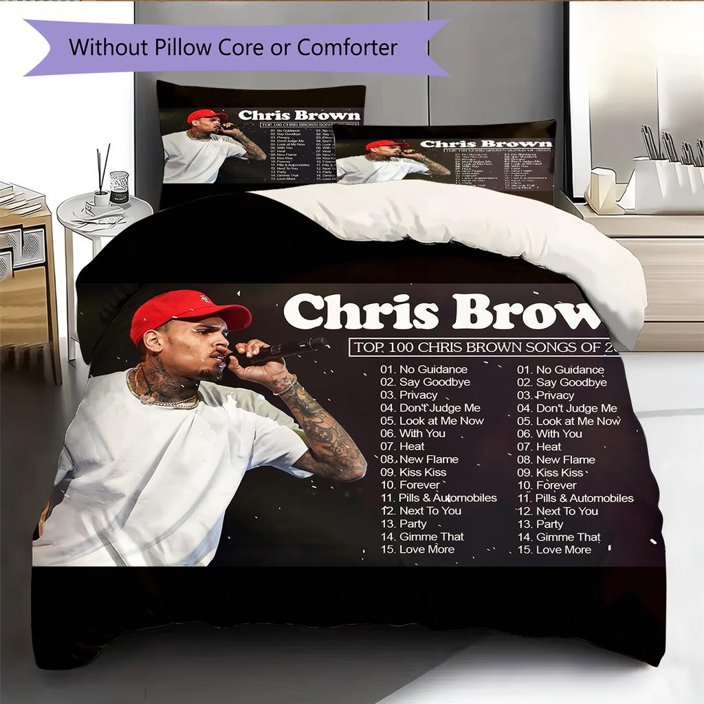Chris Brown Pattern Bedding Home Decoration Birthday Gift (1 * duvet cover + 2 * pillowcase, without core)