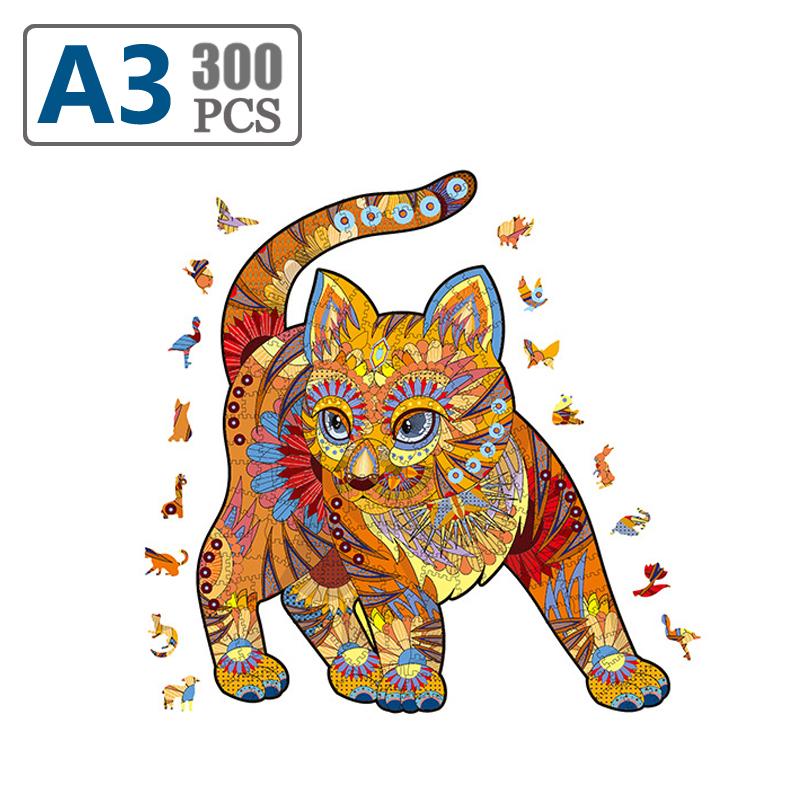 Buntes süßes Katzen-Holzpuzzle, personalisiertes 3D-Puzzle, Geschenk für Erwachsene und Kinder, Formbrett-Set, Spielzeug, DIY, interaktives Spiel, Spielzeug A21