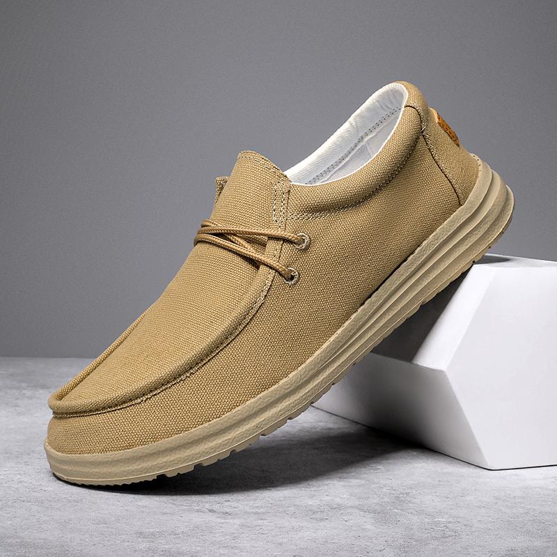 Summer Men Canvas Shoes New Boat Shoes Outdoor Slip On Loafer Fashion Casual Flats Lightweight Non Slip Deck Shoes Big Size