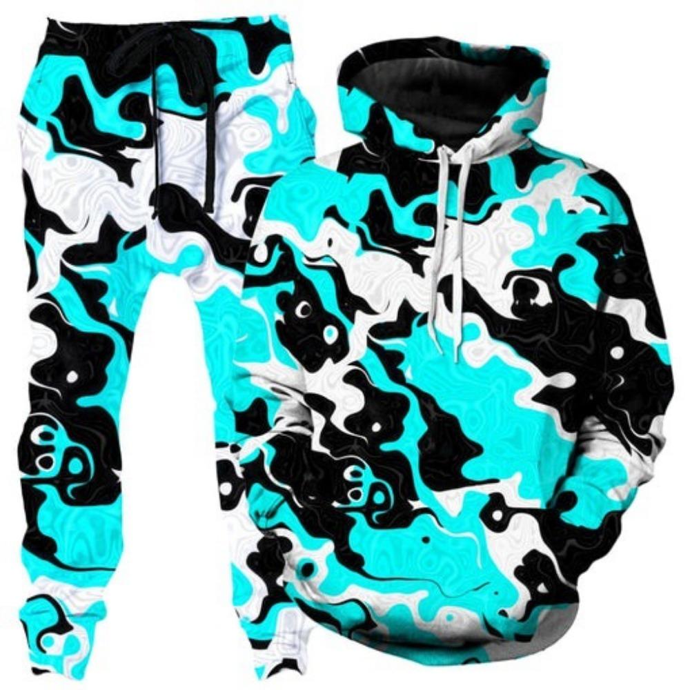 Colorful Abstract Mandala 3D Print Hoodies Pants Set Men's Sweatshirts Sweatpants Two Piece Suits Outdoor Tracksuit Man Clothing