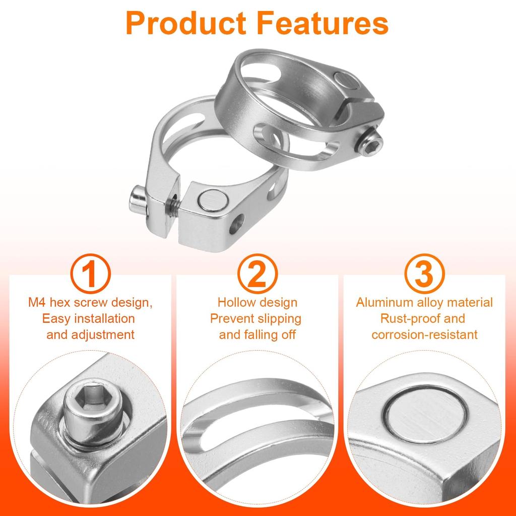 uxcell 2pcs Bike Seatpost Clamp 28.6mm Bike Clip Aluminum Alloy