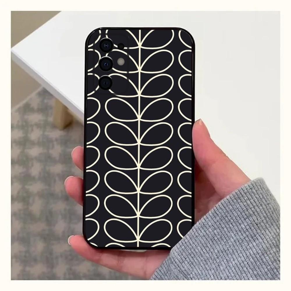 Custodia a Portafoglio Multi Stem Orla Kiely per Samsung S24,S21,S22,S23,S30,Ultra,S20,Plus,Fe,Lite,Note,10,9,5G Nera Morbida