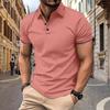 New Men's Casual POLO Shirt Ribbed Lapel Fashion Buttons Business Solid Colour Versatile T-shirt Tops