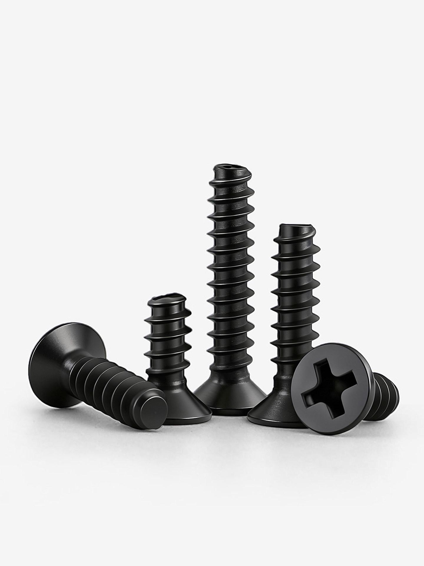 Black 304 Stainless Steel Phillips Screws: M2-M5, Pan/Countersunk/Flat Head, Self-Tapping M4*8(50 pcs)