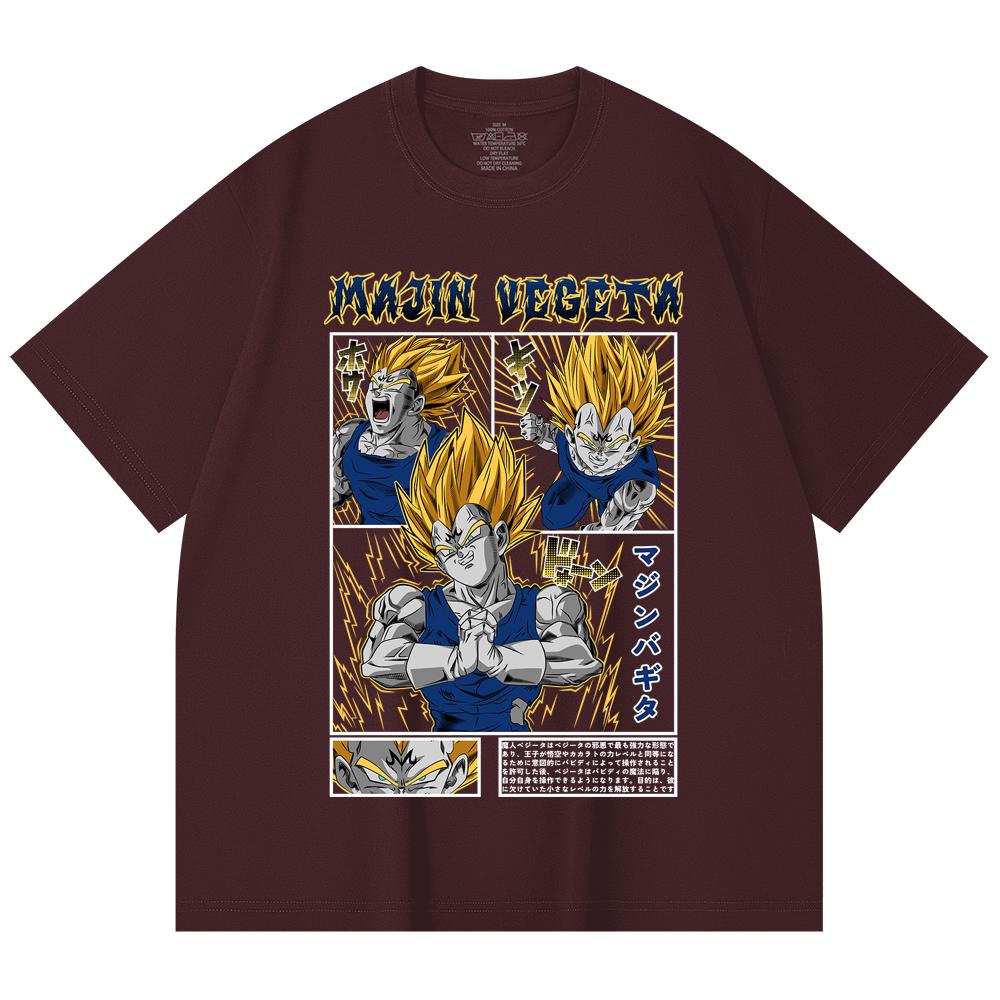 T-shirt Unisex Pesante 100% Cotone 230 Gsm con Stampa Dragon Ball V45 Majin Vegeta