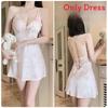 Youth Female Satin Sleep Dress With V Neck And Breathable Stretch Fabric For Home And Hotel Use