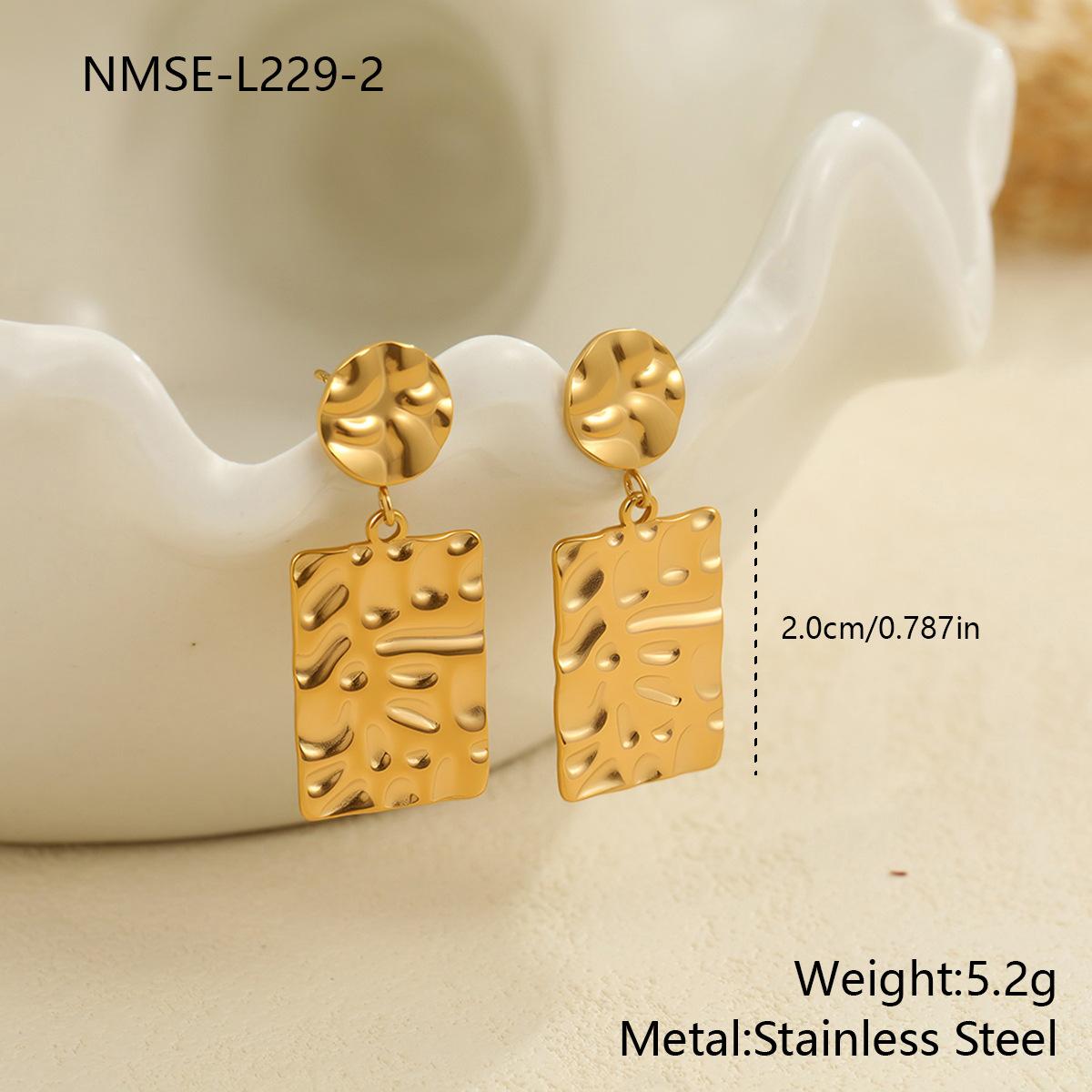 GEMCHIC Women s Gold Plated Geometric Dangle Earrings for Women, Fashion Textured Rectangle Drop Studs Jewelry