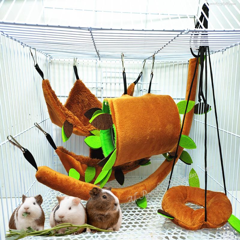 

5pcs Plush Cotton Hamster Hammock Round Swing for Rats Rodent Small Animal Guinea Pig Ferret Double-layer Nests Pets Supplies