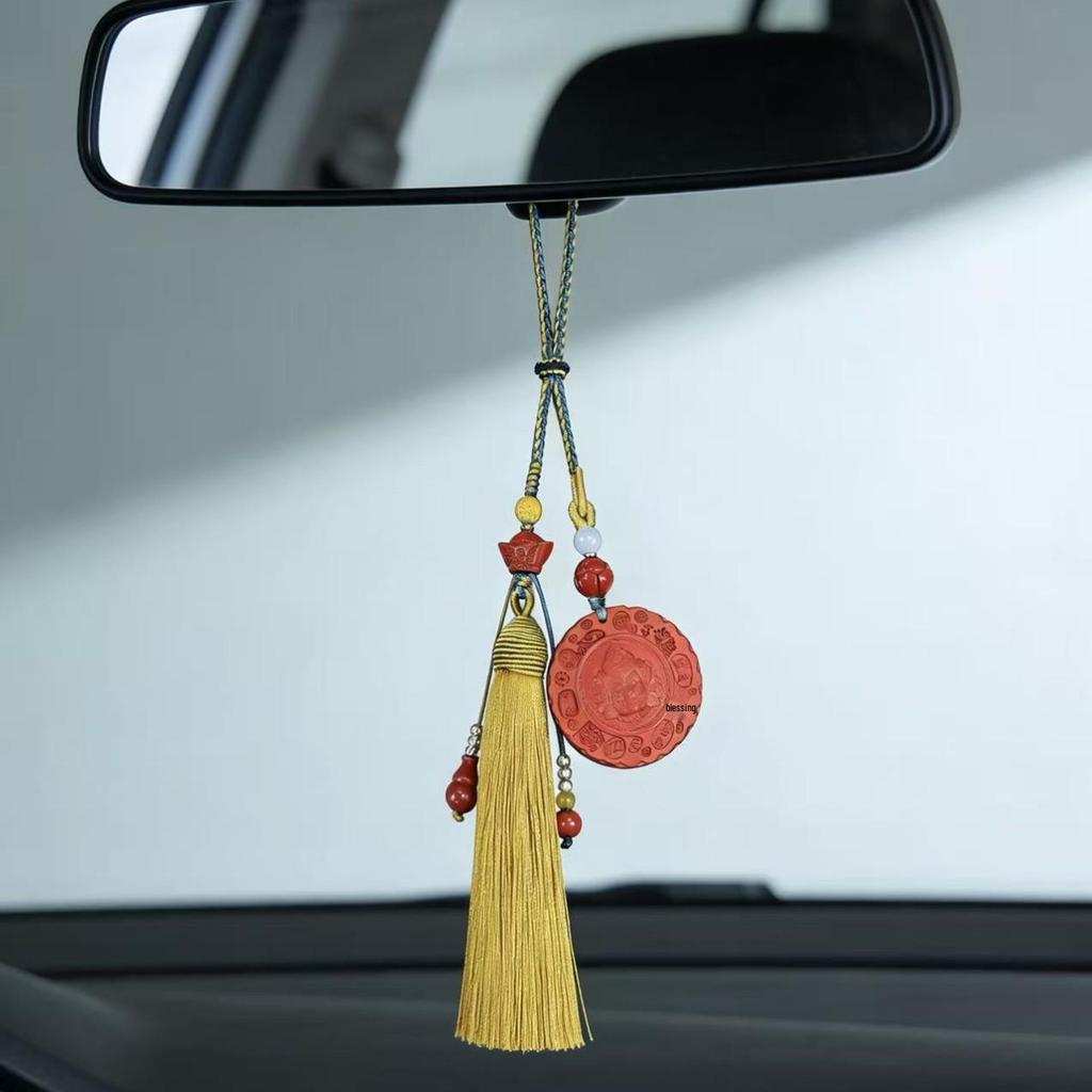 Premium Vermilion Red & Sand Yellow Wealth God Pendant: Handmade, Original Design for Men and Women