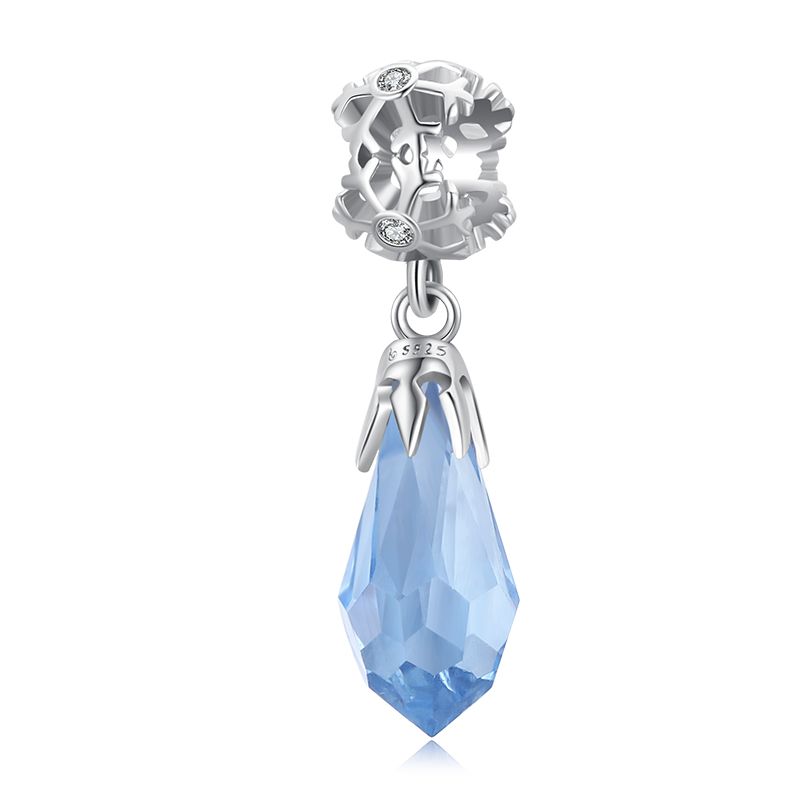 WOSTU Snowflake Charm 925 Sterling Silver Zirconia Bead Pendant Fit Original Bracelet DIY Necklace Winter Jewelry For Women Xmas