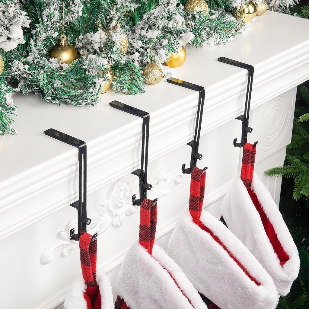 Sock Christmas Clip With Adjustable Iron Hooks For Fireplace And Wall Mounting