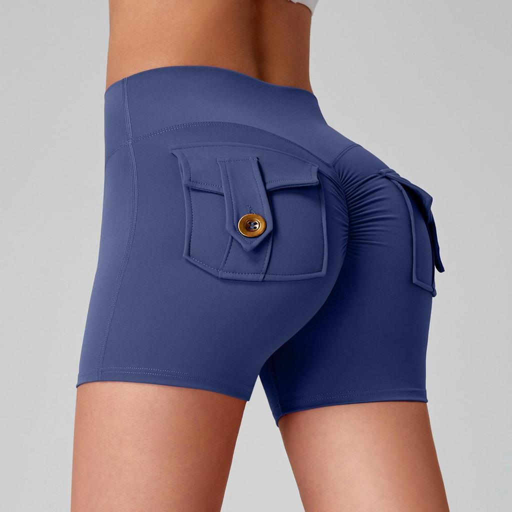 Pantaloncini da Yoga da Donna Asciugatura Rapida Peach Butt con Tasche Cargo
