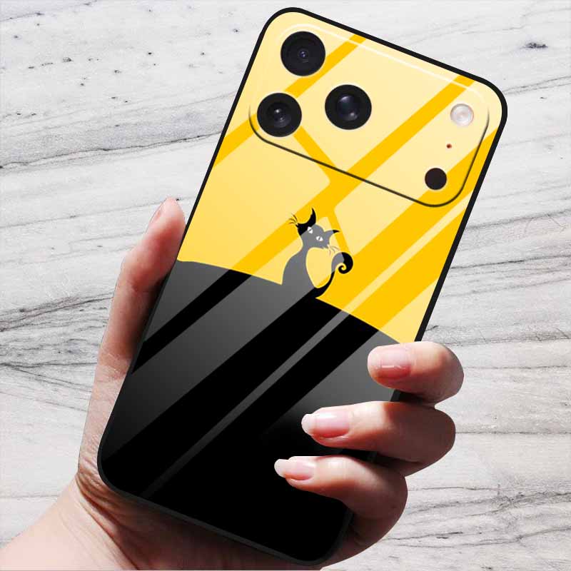 Cartoon Patterns Case For iPhone 17 Pro Plus Capa 17 Pro Max Bumper Luxury Tempered Glass Hard Back Cover iPhone17 Air Funda