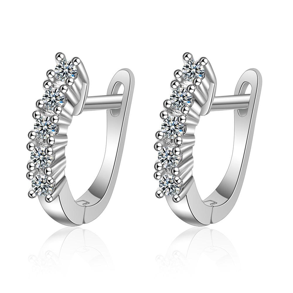 Plated Total 2.6CT Full Moissanite Hoop Earring for Women Sparkling Wedding Party Earring 925 Silver Jewelry Huggie