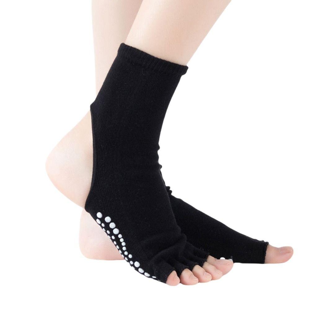 Cotton Hosiery Sport Five Finger Socks Adhesive Anti Slip Particles Short Cotton Socks  Girls