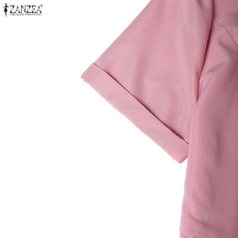 ZANZEA Women Short Sleeve Blouse and Skirts Casual Two Piece Suit Sets