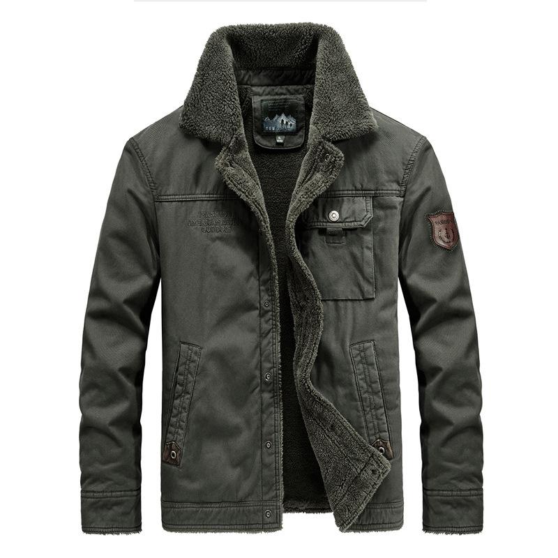 

Утепленная мужская свободная куртка большого размера с флисовыми отворотами, джинсовая куртка 3XL