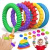 5/6/12Pcs Stress Relief Toy Silicone Bracelet Ring Stone Textured Sensory Fidget Toys for Adults Kids Autism Fidget Stress Toys