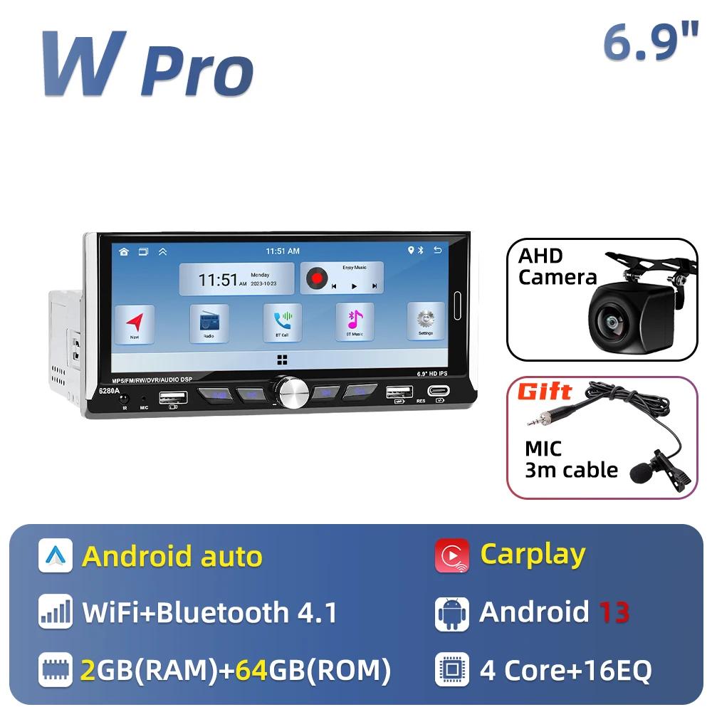 6.9" Android Car Multimedia Player 1Din Radio Car Stereo Head Unit Wireless Carplay Autoradio GPS Navigation WIFI Android Auto