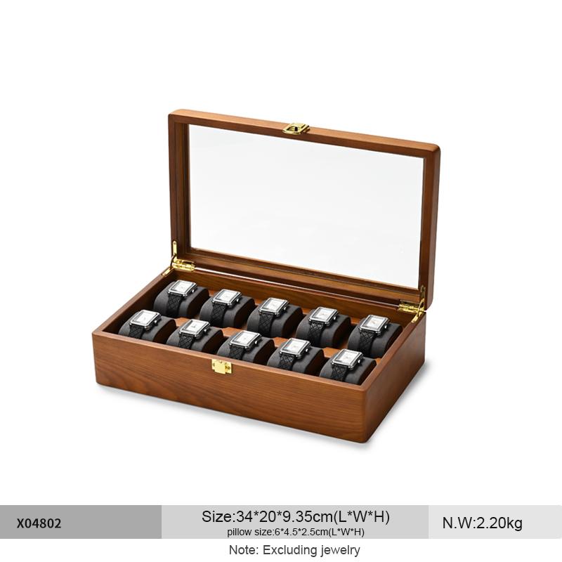 Oirlv 10 přihrádek Box na hodinky Dřevěná šperkovnice Organizer na hodinky Pouzdro Pánské Dámské Mechanické hodinky Úložné pouzdro Box na vystavení náramkových hodinek
