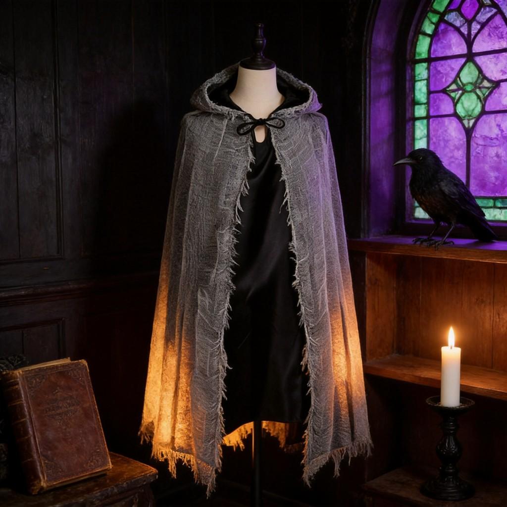 Witch Costume Cloak With Polyester Fabric For Halloween Cosplay And Costume Parties