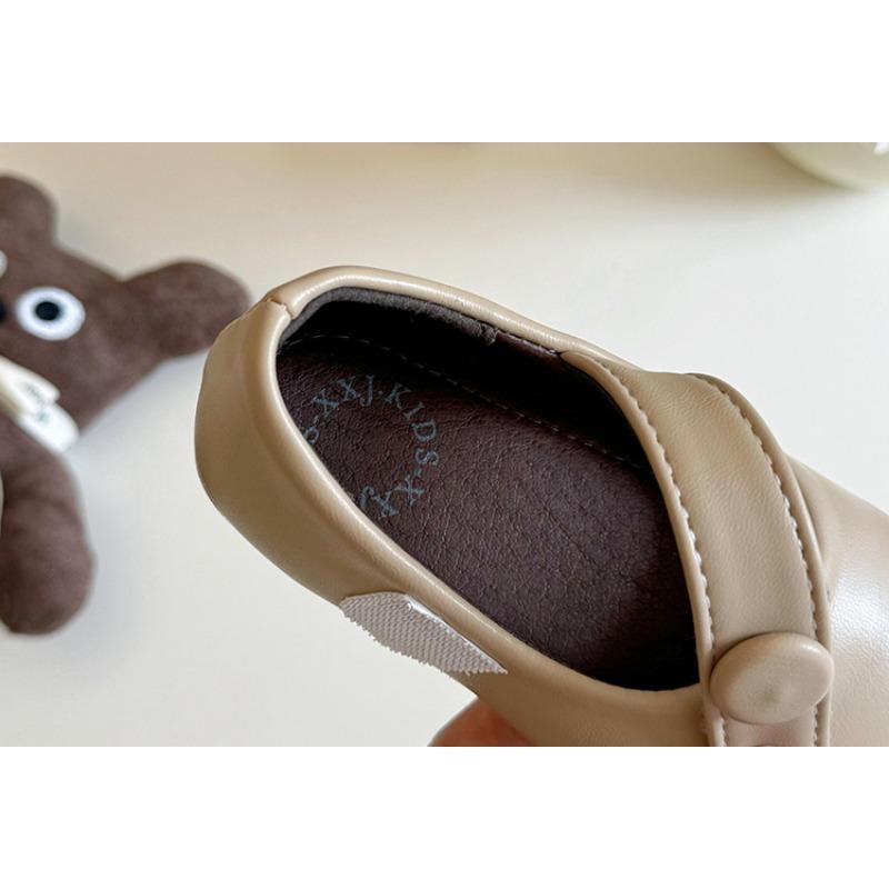 Girls Korean Style Retro Vintage Princess Leather Shoes Velcro Soft Sole Flat Shoes