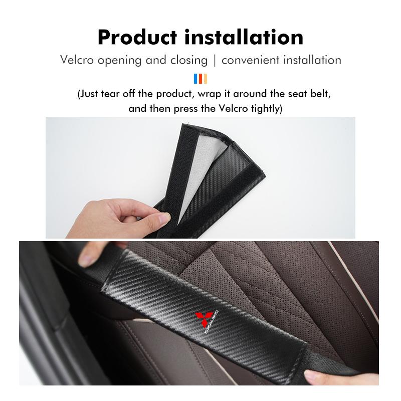 Carbon Car Safety Seat Belt Shoulder Pad Protection Cover For Mitsubishi Outlander Lancer L200 ASX Pajero Grandis Eclipse
