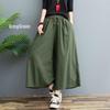 Plus Size Summer Cotton Linen Wide-Leg Pants - Lightweight, Versatile Eight-Point Culottes