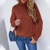 Women Casual Solid Color Pullover High Neck Long Sleeve Sweater Top