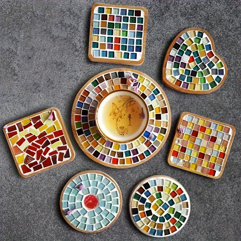 450 piezas de mosaicos de vidrio de color hechos a mano para bricolaje, azulejos de cerámica cuadrados para manualidades, accesorios decorativos para pintura artística creativa, artesanías de joyería hechas a mano