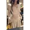 Women's Lace Trim Bow Knot Long Sleeve T-shirt - Slim Fit Spring/Autumn Fashion