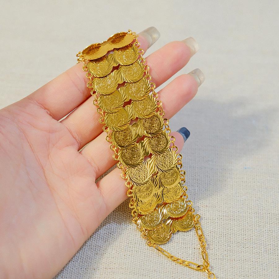 Luxury 3cm Middle Eastern Gold-Plated Copper Coin Bracelet - Bridal, Wedding, Birthday Jewelry Gift