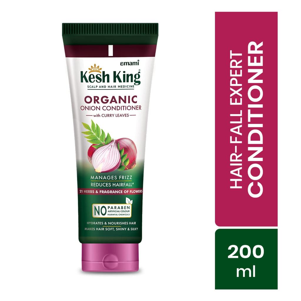 Kesh King Organic Onion Conditioner For Frizzy Dry Hair With Curry Leaves 200ml | Reduces Hair Fall & Deeply Nourishes Damaged Hair