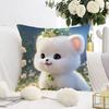 White Cat and Dog Pillowcase Dormitory Decoration Office Living Room Sofa Home Pillowcase