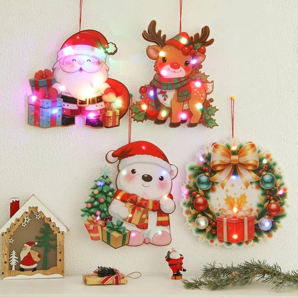 Colorful Lights Christmas Luminous Pendant Cartoon Christmas Decorations Pendant  Kids Gift