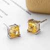 Ohrstecker aus Sterlingsilber, 100 % 925, 6 x 6 mm, gelber Aquamarin-Diamant mit hohem Kohlenstoffgehalt, funkelnder edler Schmuck