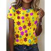 Summer Flower 3D Printing Fashion Street Trend T-Shirts Casual Loose Short Sleeve Round Neck Women's T-Shirts