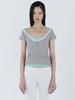 CERRIC Lace Lip Half Top _ Gray