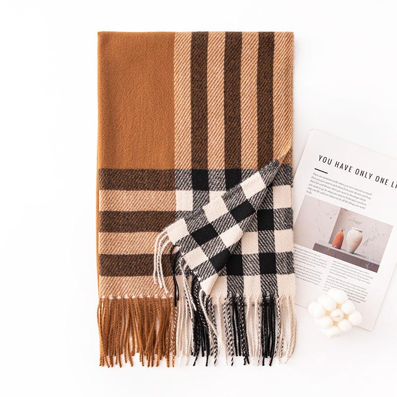 Women's New Winter Scarf All Match High End Shawl  Tassel  Korean Style Plaid  Warm Couple  Thickened Scarf