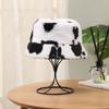 Autumn and Winter Bucket Hat Season Lamb Plush Ear Protector Hat Cute Cow Pattern Show Face Small Bucket Hat