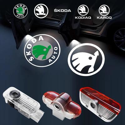 2025 Neu 2 Stück Auto Tür Willkommensleuchten Logo Projektorlampe Dekorative Zubehörteile Für skoda Superb SUPERB Superb Octavia Fabia Ro