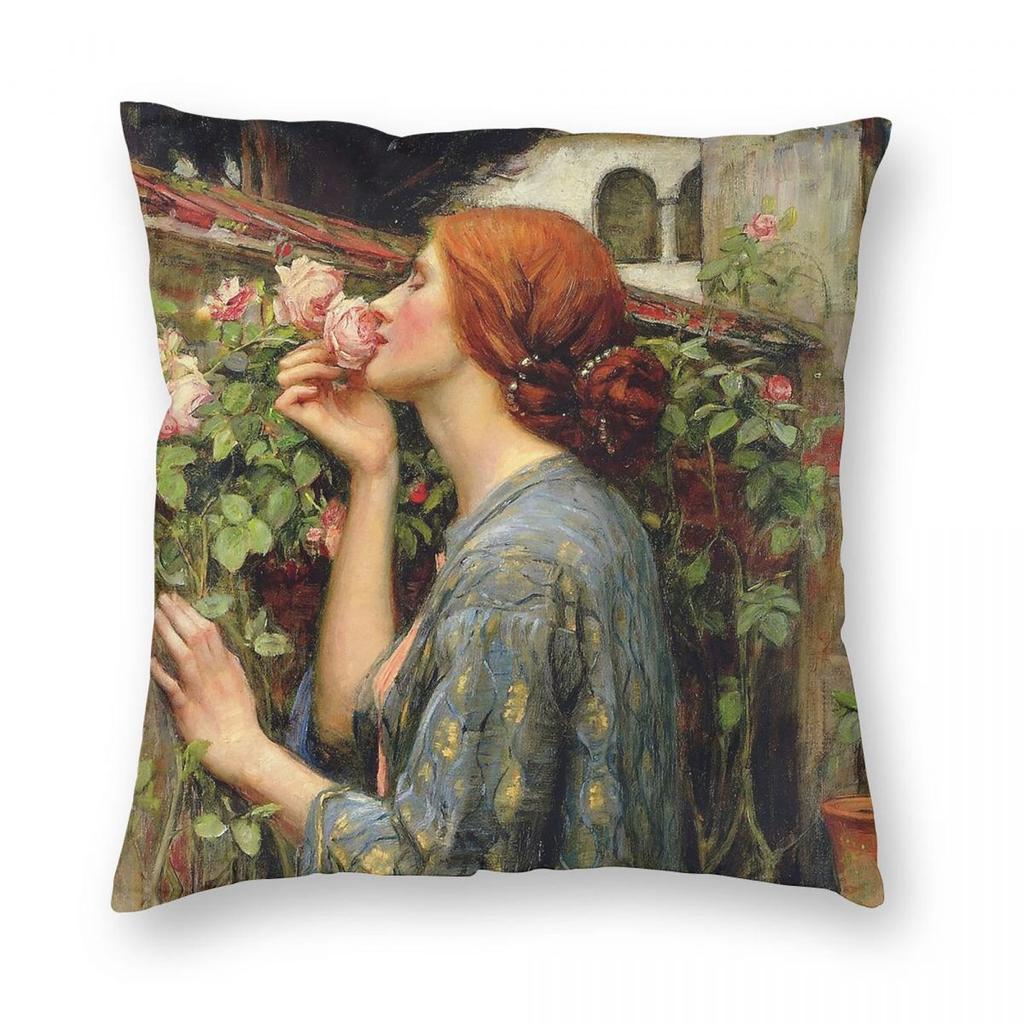 Waterhouse Soul Of A Rose Square Pillowcase Polyester Linen Velvet Printed Decorative Pillow Case Seater Cushion Cover Wholesale