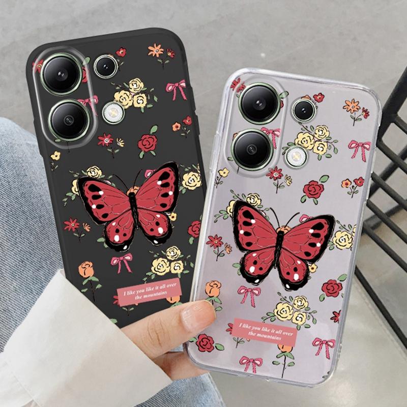 Butterfly Soft Silicone Case For Samsung A55 A35 M35 M34 S24 Xiaomi Redmi Note 13 Pro 13C 14 Poco C65 iPhone Huawei Honor 200 Realme Shockproof Cover