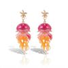 Vacation Sweet Drop Earrings For Women Starfish Gradient Jellyfish Acrylic Lightweight Beachwear Jewelry